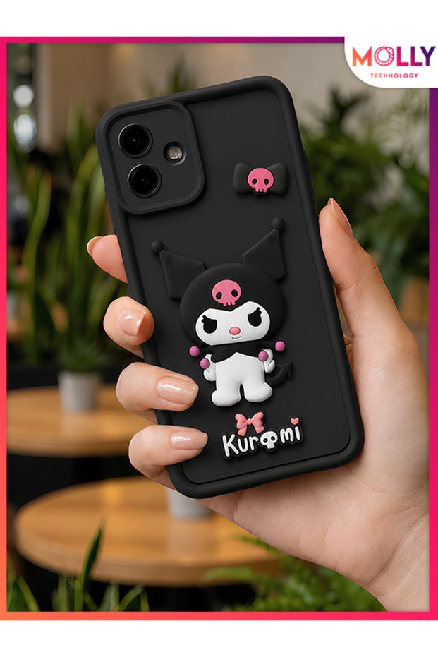 Black Edges Thick 3D Embossed Kawaii Kuromi Silicone Case for Samsung Galaxy A05