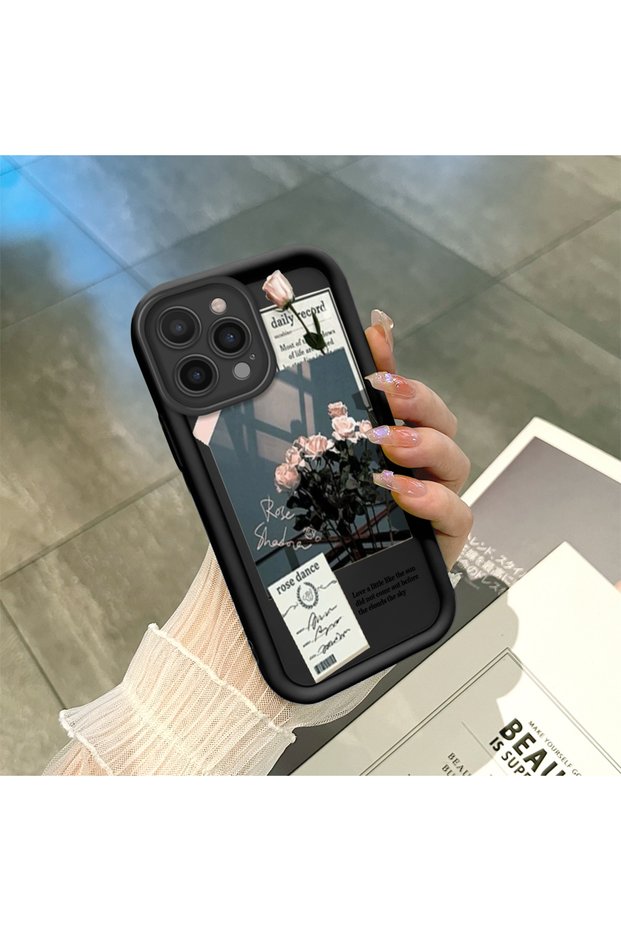 iPhone 14 Pro Max Compatible Art Style Rose Bouquet Case, Silicone Impact Protection Cover