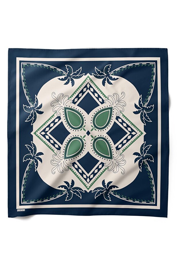 Medallion Patterned Satin Scarf