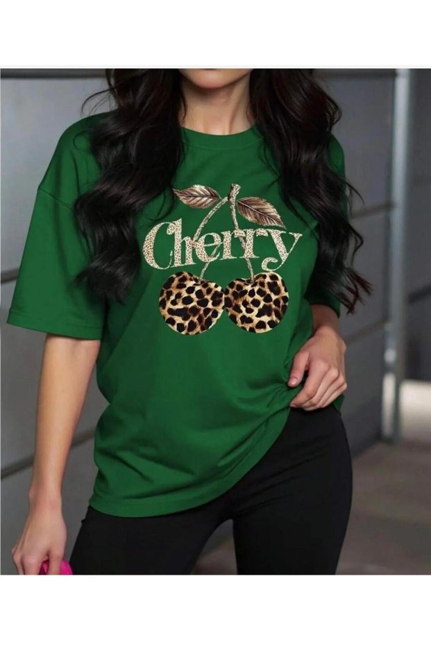Leoapar Chery Printed Basic Crew Neck T-Shirt
