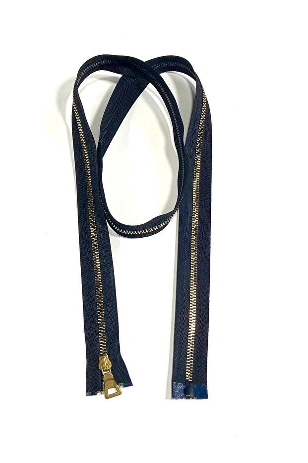 Black / Metallic Look / Plastic Gold Teeth / Ferace Coat Zipper / 110 cm