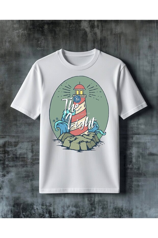 Be the Light Lighthouse Printed Oversize T-Shirt