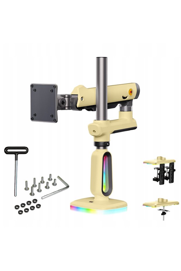 Nb D9 Professional Rgb Illuminated 32-60 Inch Gas Spring Gaming Monitor Arm Yellow (2-20 kg)