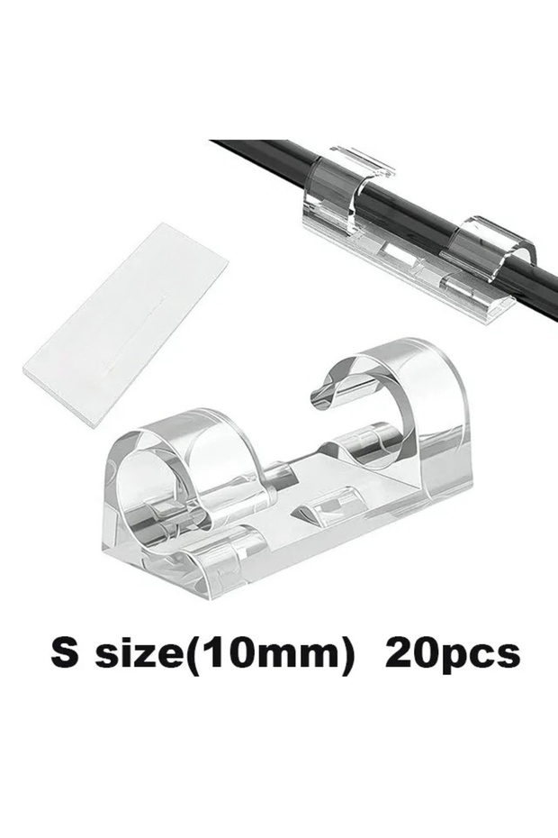 S-20Pcs-Clear 20/40Pcs Cable Clips with Strong Self-Adhesive Cable Management TV PC Wire Holder Stic