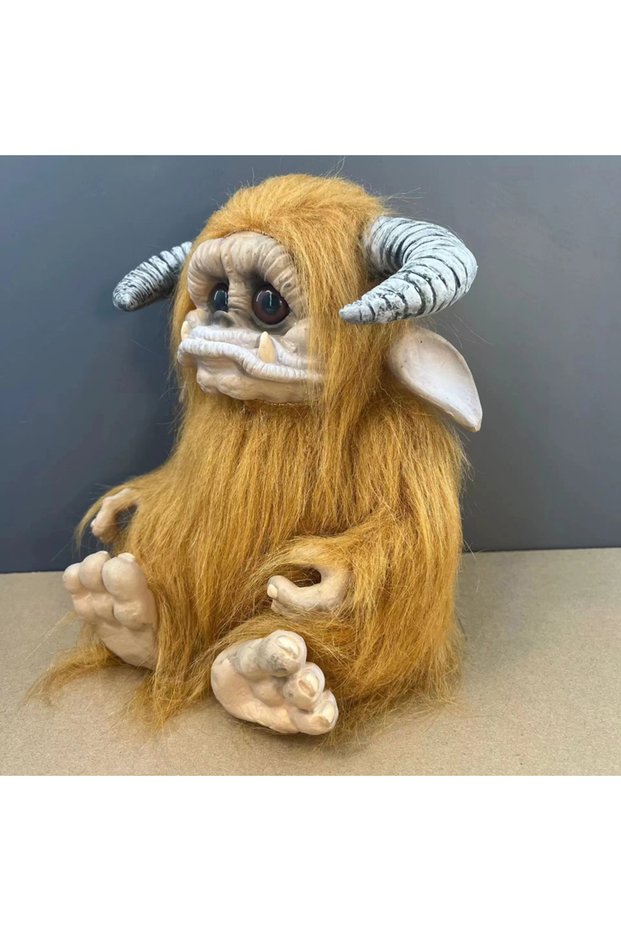 GRAY 1 PC Brown Furry Large-Mouth Monster Latex Doll Decoration, Home Decoration, Office Placement,