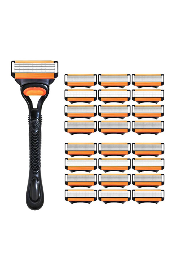 1 holder 24 blades 6-layer Manual Razor Set, 1 Handle With4/8/12/16/24 Refills Stainless Steel Manu