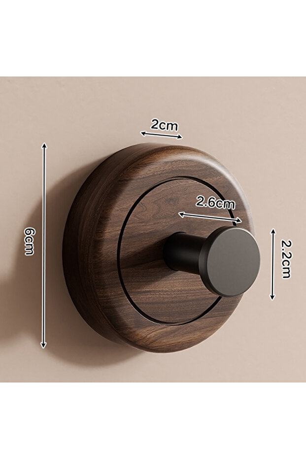 Walnut Wood-Black Walnut Wood Suction Cup Hooks Punch-free Bathroom Robe Coat Towels Key Hanger Suck