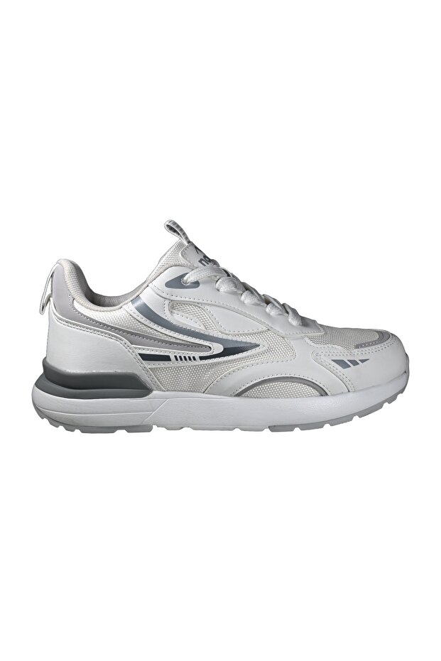 Women's Breathable Panel Detail Textile Lace-Up Sports Sneaker White