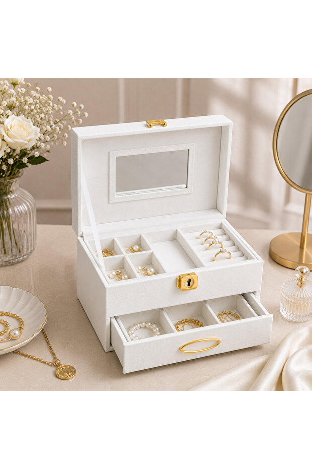 Luxury Mirrored Jewelry Box Organizer with Drawers Jewellery Storage Box