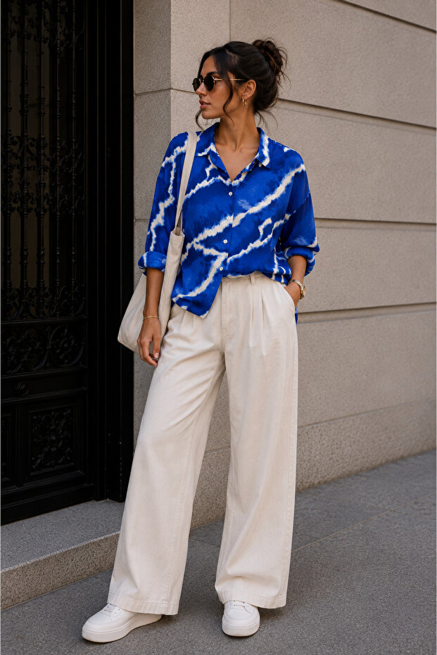 Women's Patterned Oversize Shirt