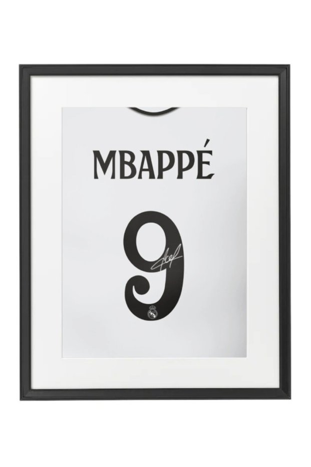 Kylian Mbappe Real Madrid Autographed Jersey - Framed Poster 50x40cm - Football Memorabilia, Soccer Collectible, Gift for Fans