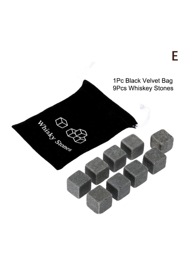 E Set 8 Pcs Granite Ice Cubes+ 2 Pcs Cups For Whisky In Wooden Bottle Box Present For Dad Father'S .