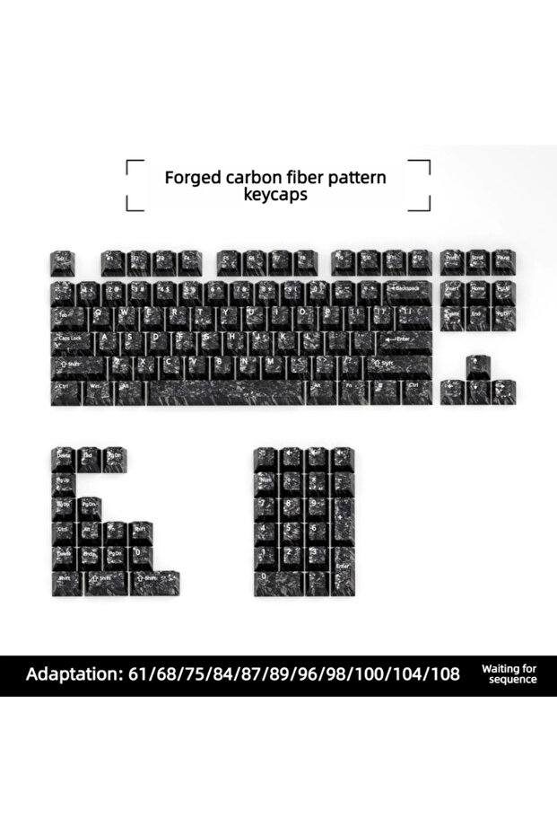 Top Print Black Carbon Fiber Texture Fog Black Transparent PC Keycaps 132 Keys Double Shot Cherry Pr