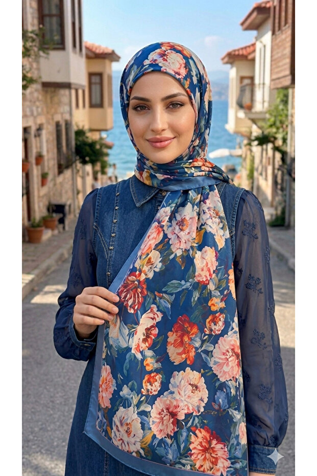 Crepe Shawl, Floral Patterned Stylish Design. Durable, Does Not Need Ironing