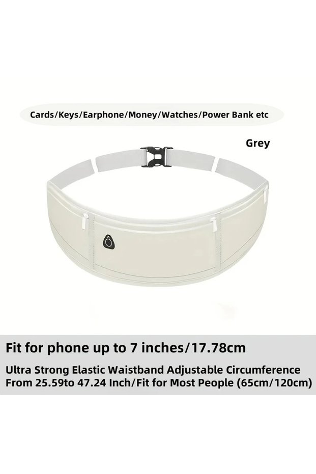 Gray Lightweight Running Waist Bag Casual Belt Cycling Waist Pack Mobile Phone Bag Waterproof Gym Ba