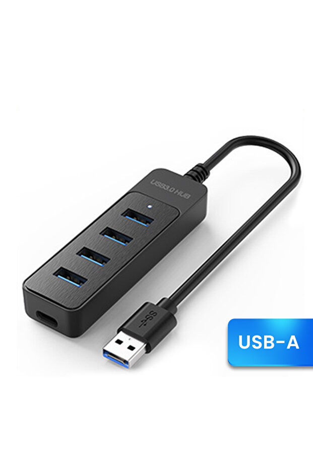 موزع USB متعدد المنافذ USB 2.0 و USB 3.0 عالي السرعة مع محول طاقة بأربعة منافذ