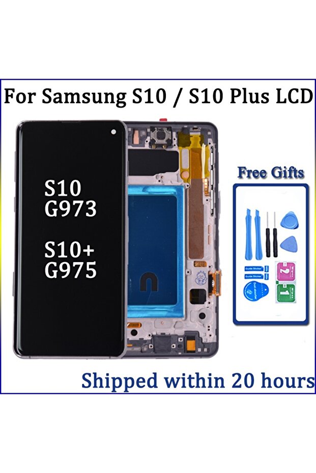 S10 Silver Frame For S10 Plus S10+ G975 G975F Lcd Display Digital Touch Screen with Frame for S10