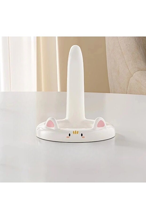 Black Cartoon Cat Phone Stand – Adjustable Angle, Cute Desktop Holder for Watching Videos & Calls –