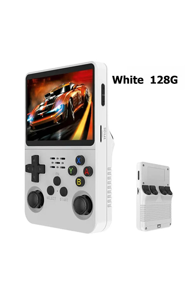 128G White R36S Retro Handheld Game Console Linux System 3.5-inch IPS Screen 64G/128G 20000+ Games P