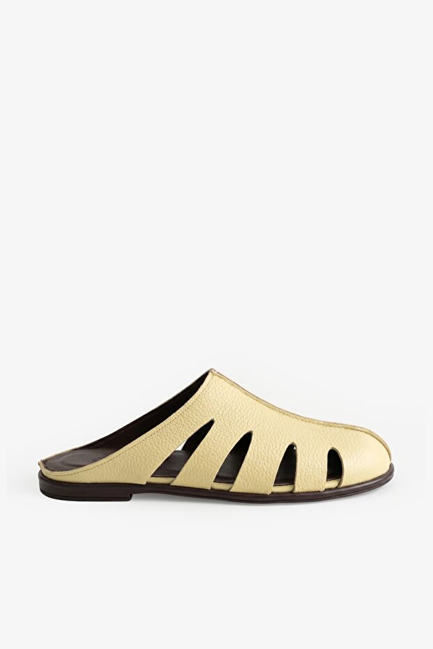 Palme Yellow Flother Leather Women's Slippers