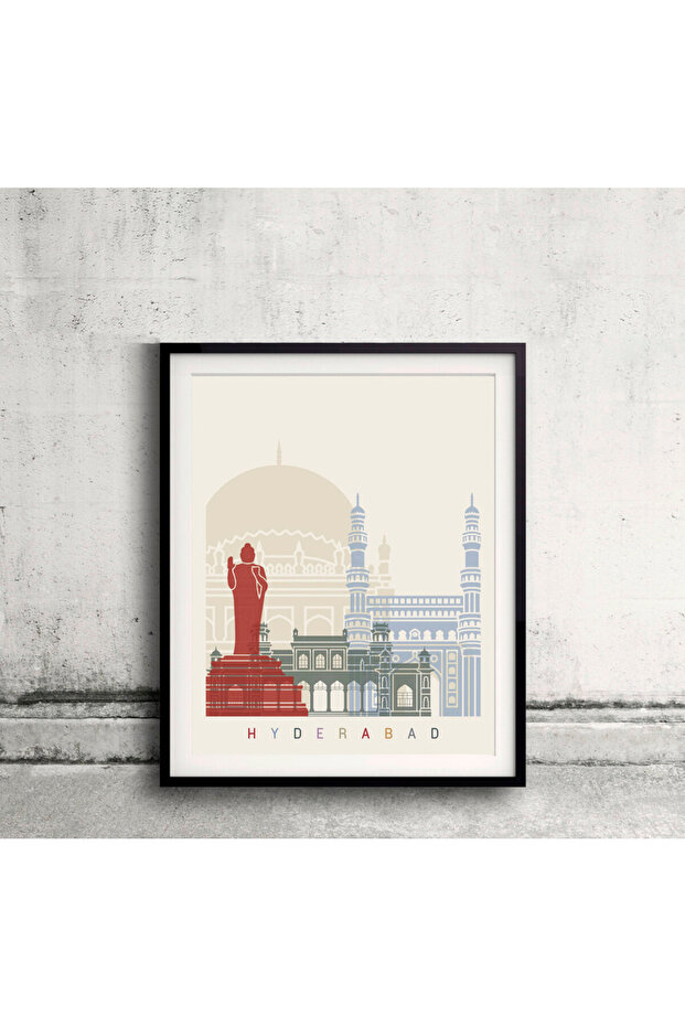 Hyderabad City SKyline Travel Poster with Frame