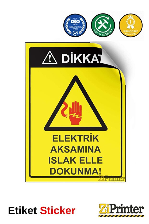 Attention! Wet Touching of Electrical Equipment! Isg Warning Sign Sticker 70X100 cm