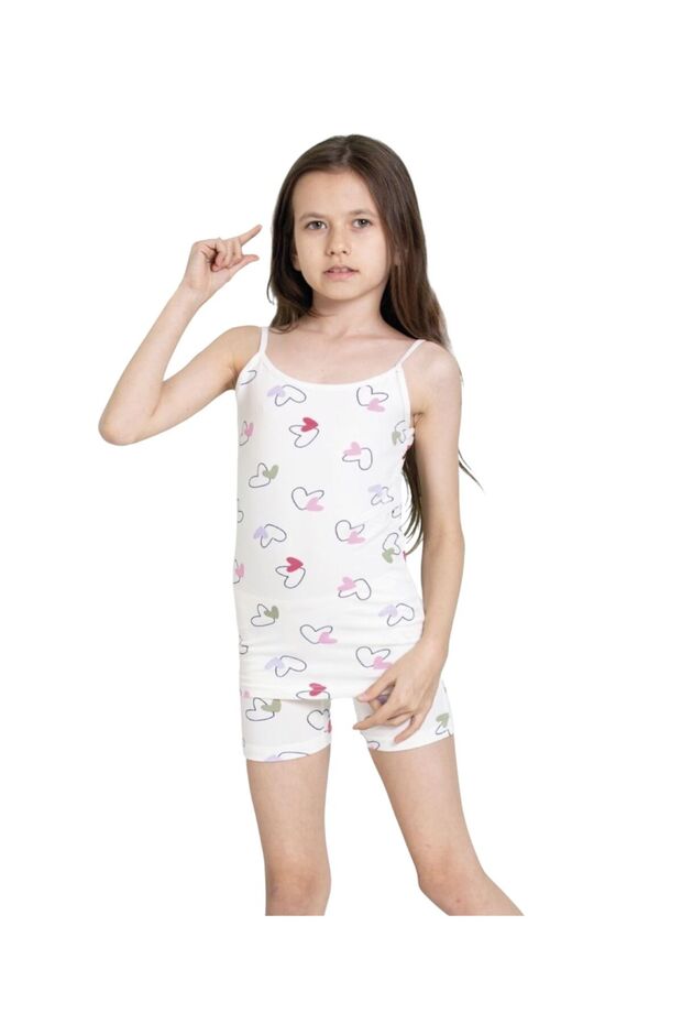 Elm Heart Patterned Girls' Athlete Boxer Set 8063