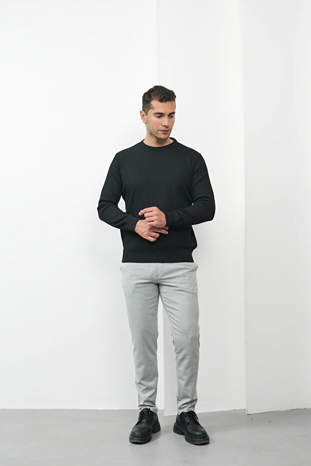 Wick Patterned Crew Neck Sweater - 3