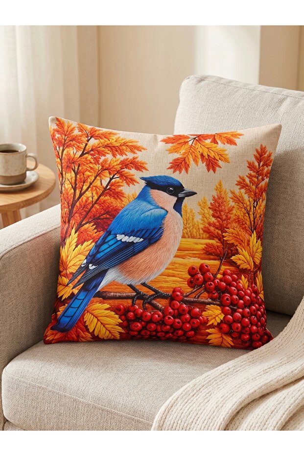 Digital Printed Bird Patterned Design Decorative Throw Pillow Cover 1 Piece