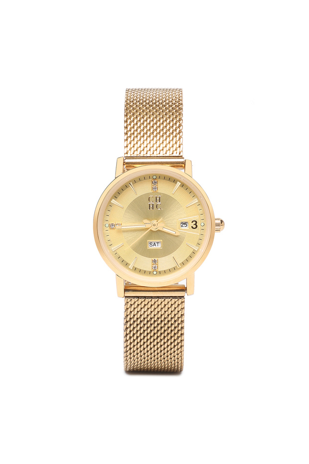 2026 New Simple, Stylish, and Elegant Simulated Steel Strap Metal Women's Wristwatch, Gold