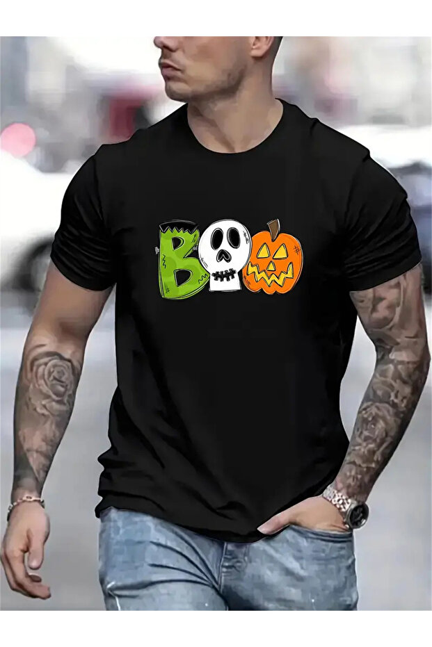 تي شيرت رجالي من Boo بنمط جمجمة اليقطين