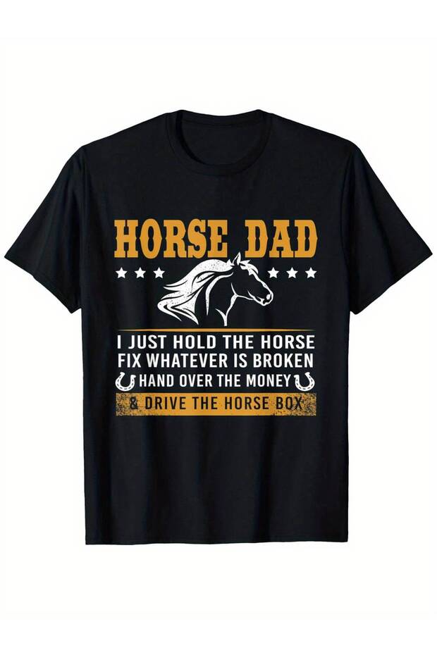 تي شيرت رجالي بنمط ركوب الخيل من Fun Horse Dad
