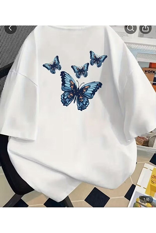 Unisex a Quality Premium Butterfly Printed Oversize T-Shirt