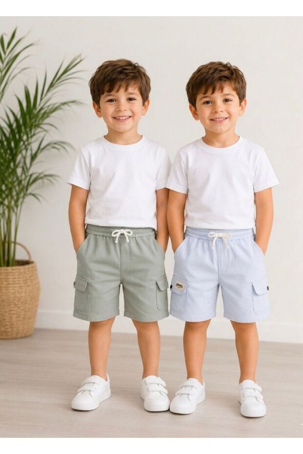 Boys' Cotton Summer Shorts with Cargo Pockets