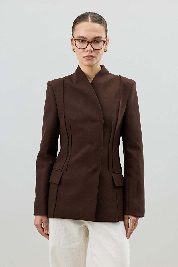 Brown Bodycon Women's Blazer Jacket