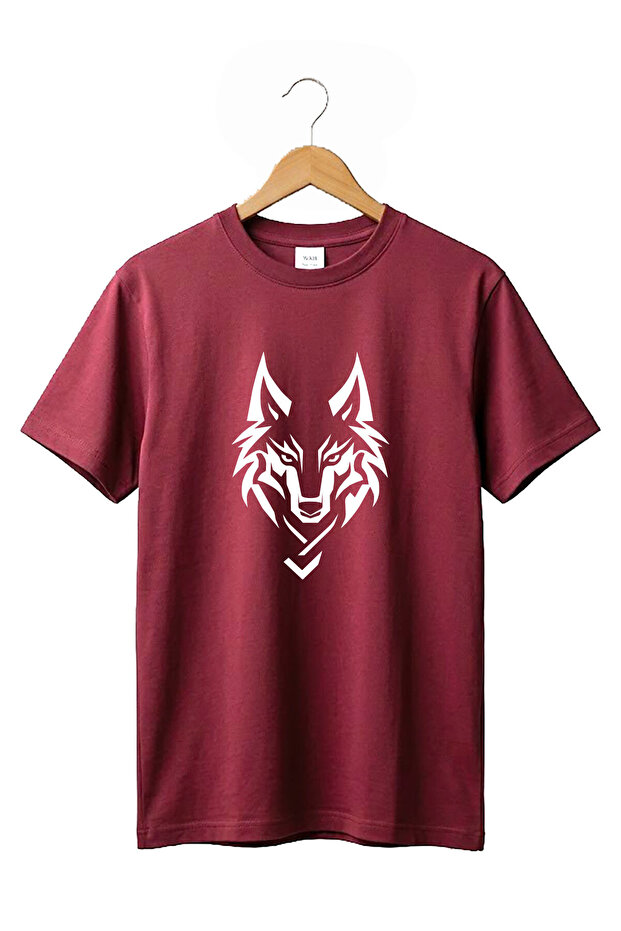 Bozkurt Turkish Wolf Printed 100% Cotton Regular Fit Crew Neck Basic T-Shirt