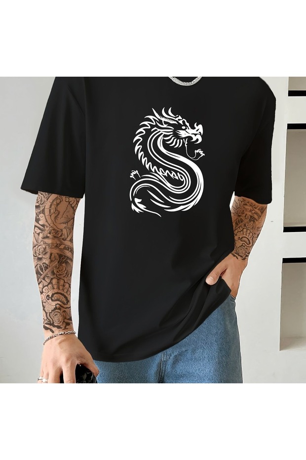 Oversize Minimalist Graphic Printed Short Sleeve T-Shirt
