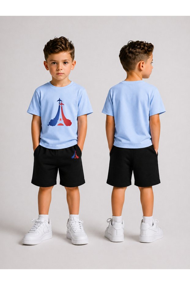 Boy's T-Shirt and Shorts Set Printed Summer Cotton Comfortable Fit Combination