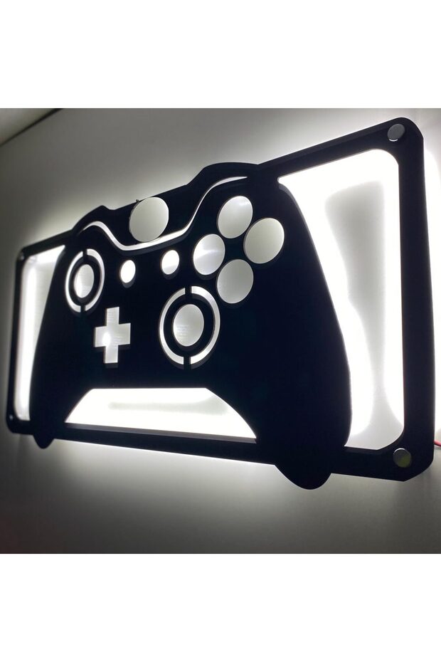 Işıklı Oyun Kolu LED Tablo | Gaming Odası Duvar Dekoru | MDF Aydınlatmalı Konsol Joystick Tablosu Yayıncı Köşesi - 1