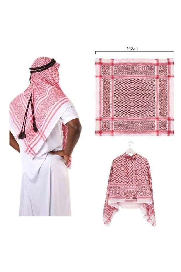 شماغ رجالي كلاسيكي غير رسمي باللون الأحمر، مصنوع من مزيج القطن الفاخر H53