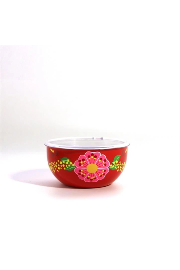 وعاء بغطاء أحمر (12 سم)