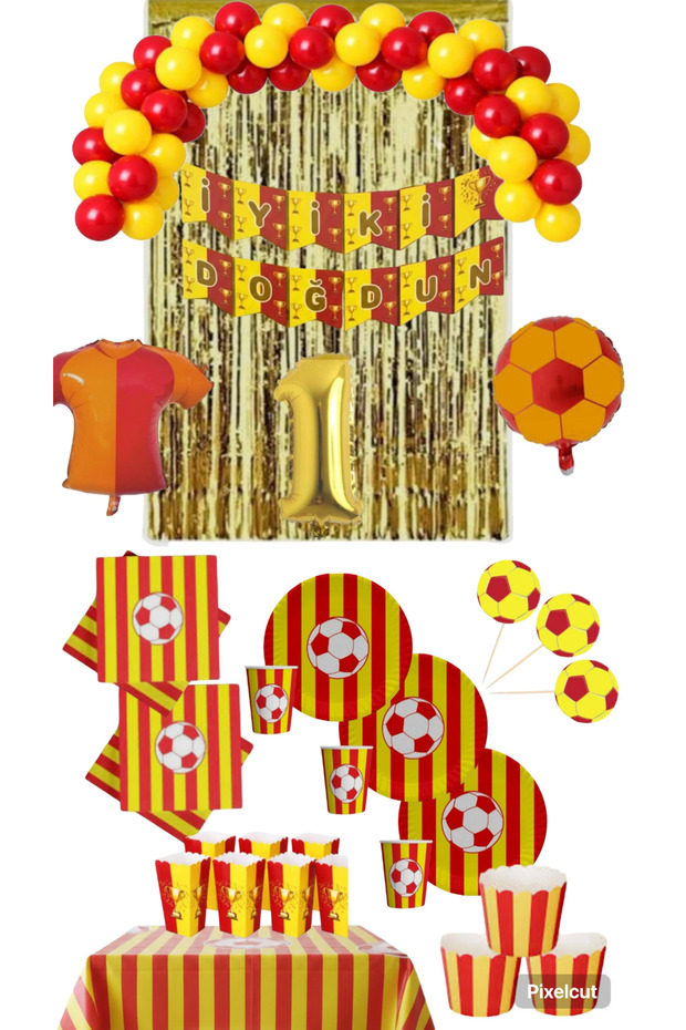 16 Person Yellow Red (Gs) Fan Jersey 1 Year Old Foil Birthday Concept
