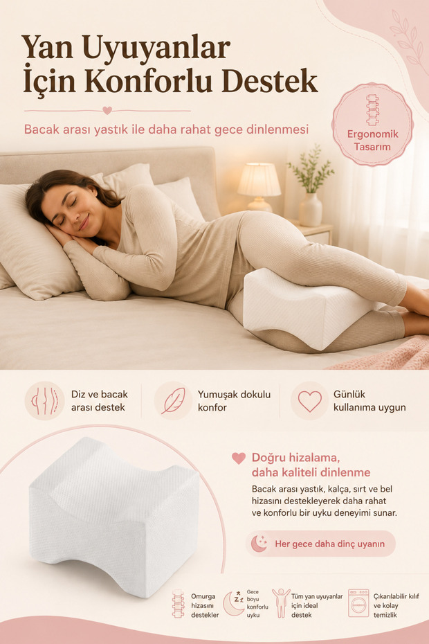 Between-Leg Pillow Visco Orthopedic Knee and Hip Support Pillow