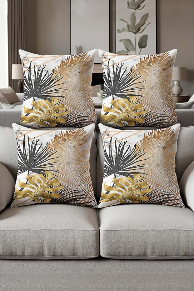 Digital Printed Soft Textured 4-Piece Throw Pillow Cover Set Krl0158