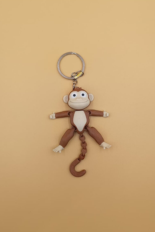 Keychain with Movable Cute Monkey Figure (Large Size: 10cm) - Gift Bag Ornament and Car Keychain