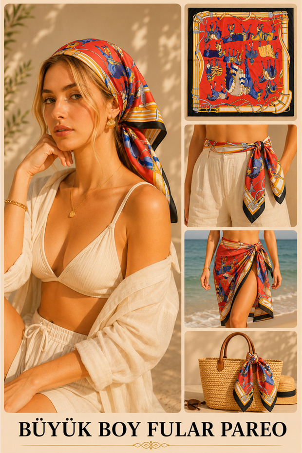 Women's Luxury Scarf Pareo 90X90 cm Large Size Multi-Purpose Horse Patterned