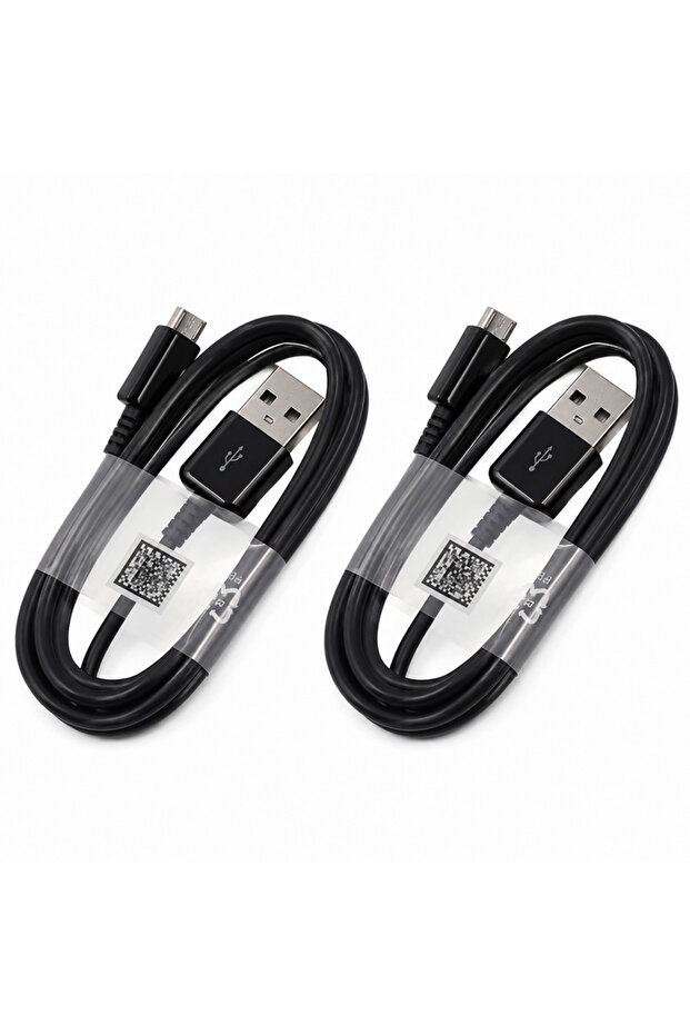 مجموعة من كابلين للشحن عبر USB لهواتف سامسونج وأندرويد - كابل شحن سريع ومزامنة البيانات أسود اللون بطول 2 متر