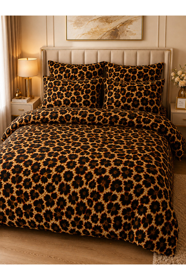 6-Piece Printed Cotton Bedding Set – Fitted Sheet, Duvet Cover & 4 Pillow Cases