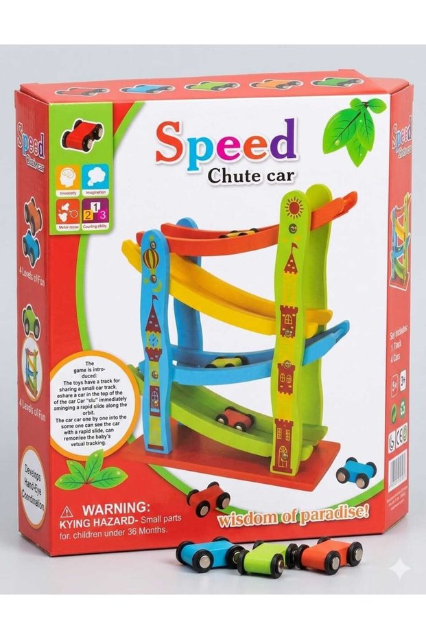 Wooden Ramp Race Track Toy Car Set - Montessori Educational Children's Toy