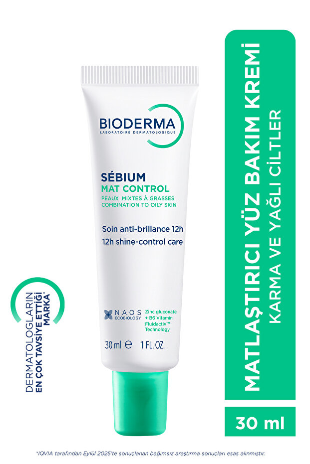 Sebium Mat Control 30 ml | Mattifying Anti-Shine Moisturizing Cream for Combination and Oily Skin